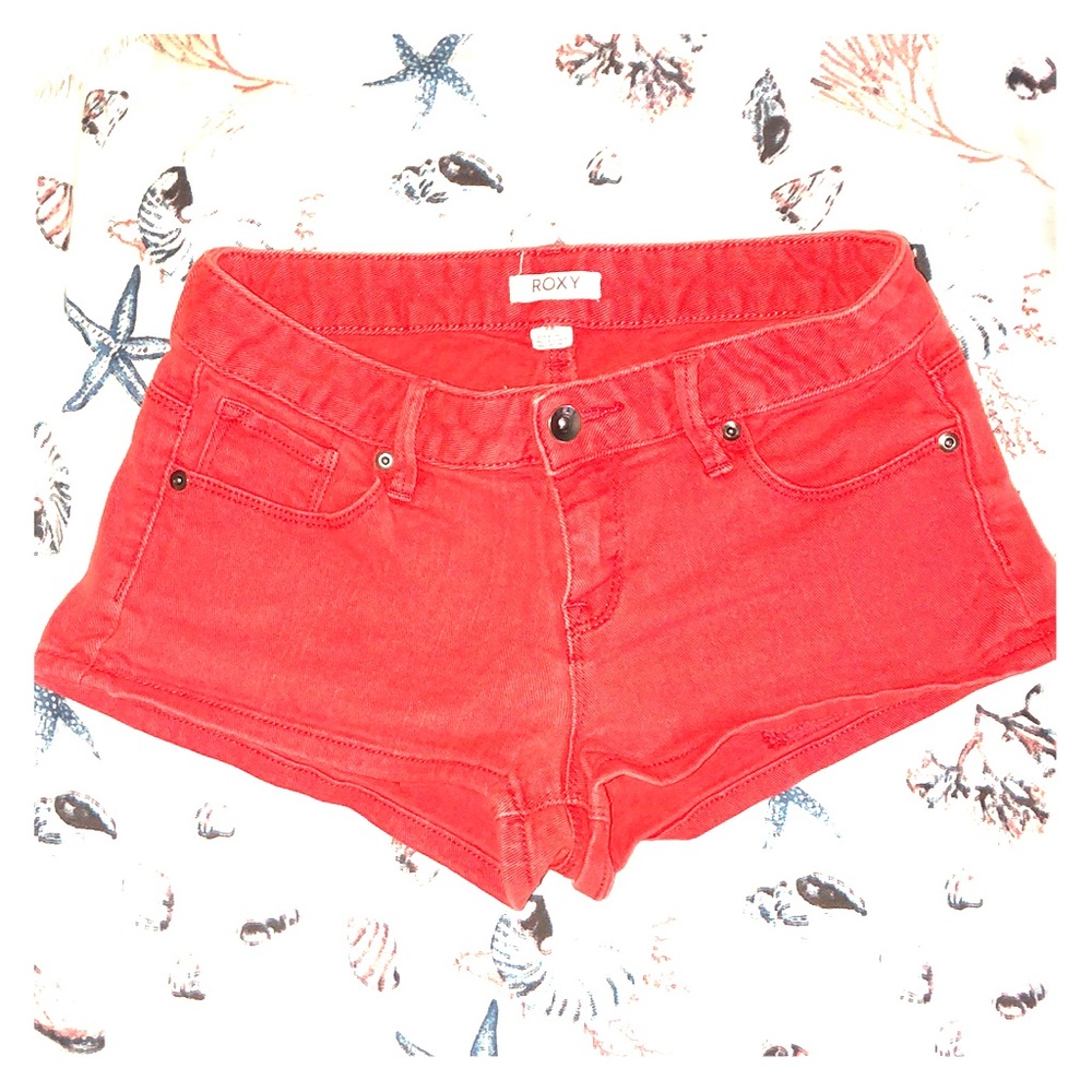 Roxy red denim shorts